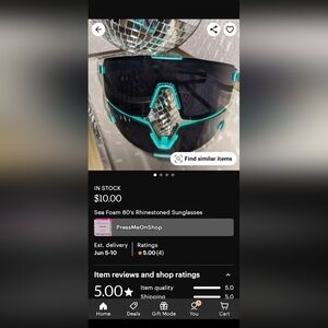 '80s sunglasses with rhinestone